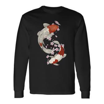 Poisson Koï Japonais Et Fleurs De Cerisier À Deux Côtés T-shirt à manches longues - Cadeauxyz