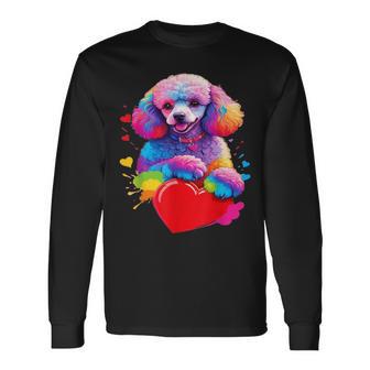 Poodle Colorful Poodle Heart Graphic Long Sleeve T-Shirt - Thegiftio UK