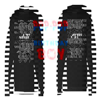 Pop-Pop Of The Birthday Boy Spider Web Birthday Party Long Sleeve T-Shirt - Thegiftio