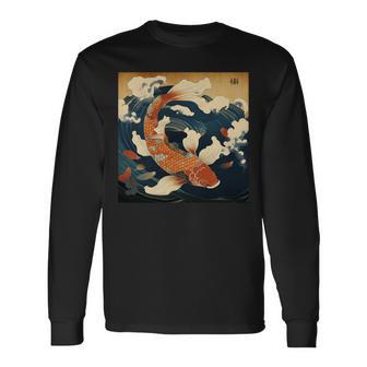 Pour Amoureux Des Poissons Carpes Koi Dans Une Grandeague Graphique Koi Manche Longue T-shirt à manches longues - Cadeauxyz