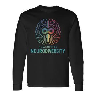 Powered By Neurodiversity Brain Autism Adhd Awareness Long Sleeve T-Shirt - Thegiftio