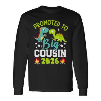 Promoted To Big Cousin 2026 With Dinosaur New Baby Shower Long Sleeve T-Shirt | Seseable UK