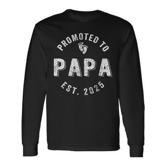 Promoted To Papa Est 2025 First Time Grandpa Long Sleeve T-Shirt - Thegiftio UK