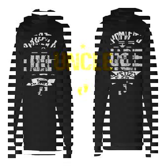 メンズ Promoted To Uncle Est 2027Oon To Be Dad 長袖Tシャツ - Kawaiitshirt