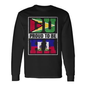 Proud Haitian Guyanese Mix Haiti And Guyana Heritage Long Sleeve T-Shirt - Thegiftio UK