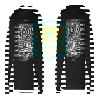 Proud Step Dad Stepdaughter Cool Fathers Day Humor Long Sleeve T-Shirt | Mazezy