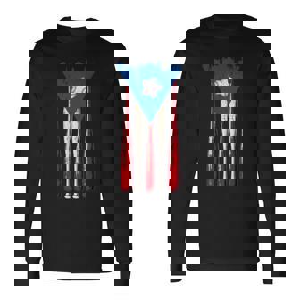 Puerto Rican Baseball Bats Puerto Rico Flag Pride Béisbol Long Sleeve T-Shirt | Seseable UK