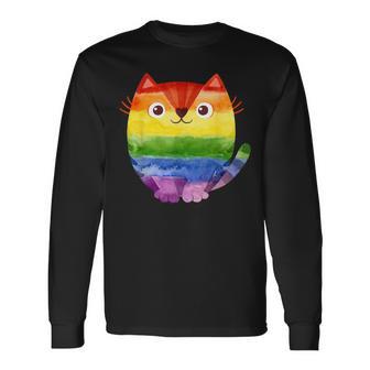 Purride Cat Lover LGBTQ Pride Gay Homosexual Bisexual Long Sleeve T-Shirt | Mazezy