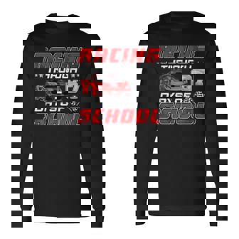 Racing Through 67 Days Of School Race Car Teacher Kids Long Sleeve T-Shirt | Mazezy