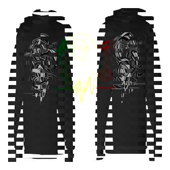 Rasta レゲエ ミュージックヘッドフォン ビンテージ 長袖Tシャツ - Kawaiitshirt