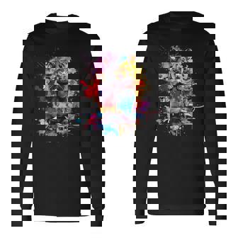 Rat Owner Colorful Portrait Motif Rodent Pet Rat Lover Long Sleeve T-Shirt | Mazezy