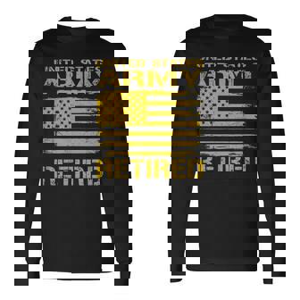 Retired Army Distressed American Flag Long Sleeve T-Shirt - Monsterry