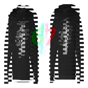 Retro Airplane Smoke Trail 67 Green And Red Six Seven Pilot Long Sleeve T-Shirt | Mazezy