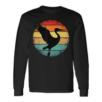 Retro Bird Watching Pelican Long Sleeve T-Shirt | Mazezy