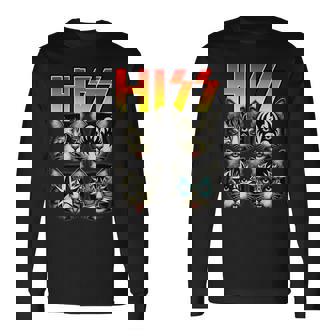 Retro Cat Rock Music Concert Band Hiss Cat Kitten Love Long Sleeve T-Shirt | Seseable UK