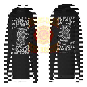 Retro Miami Dade Fire Rescue Department Flag Firemen Long Sleeve T-Shirt | Mazezy