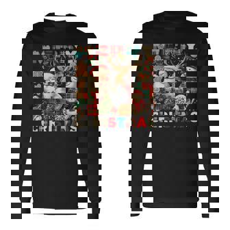 Retro Plaid Merry Christmas Disco Ball Long Sleeve T-Shirt - Thegiftio