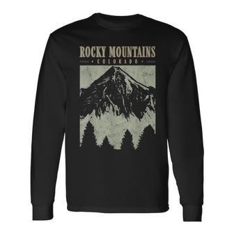 Retro Rocky Mountains National Park Colorado Vintage Hiking Long Sleeve T-Shirt | Mazezy