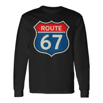 Retro Route 67 Meme Six Seven Aura Energy Number 67 Humor Long Sleeve T-Shirt - Thegiftio UK