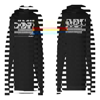 Retro Vintage 70s 80s Style Djibouti Djibouti Long Sleeve T-Shirt | Mazezy