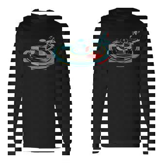 Retro Vinyl Player Art Spinning Record Graphic Long Sleeve T-Shirt | Mazezy