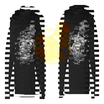 Rhino Beast ワークアウト ゴールド フィットネス ジム 動物 筋肉 ダンベル 長袖Tシャツ - Kawaiitshirt