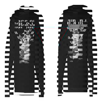 Rock & Roll Guitar Playing Rodent Vibes Long Sleeve T-Shirt | Mazezy