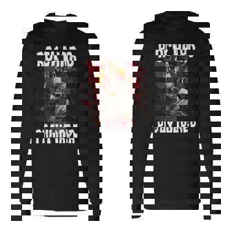 Rock Hard Pray Harder Jesus Guitar Christian Rock Long Sleeve T-Shirt | Mazezy