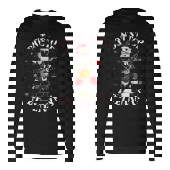 Rock N Roll Santa Christmas Cheer Guitarist Santa Rocker Long Sleeve T-Shirt | Seseable CA