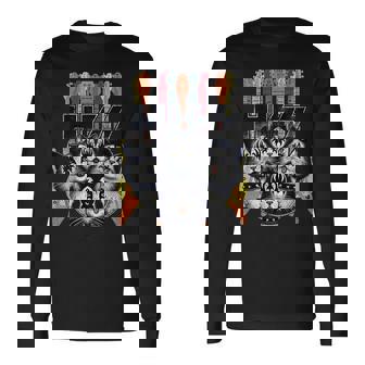 Hiss Cats 子猫 パロディ ロック ロッキン ヴィンテージ レトロ 猫 長袖Tシャツ - Kawaiitshirt