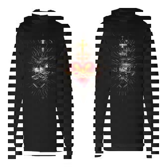 Sacred Heart Of Jesus Catholic Devotion Faith Long Sleeve T-Shirt - Thegiftio