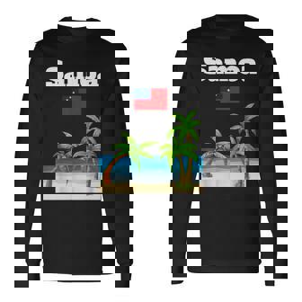 Samoa Vacation Souvenir Beach Lover Samoan Flag Long Sleeve T-Shirt | Mazezy