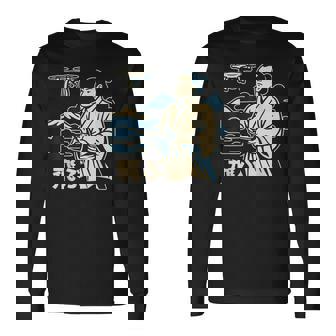 Samurai Flying Drone Japan Lover Tech Drones Long Sleeve T-Shirt | Mazezy