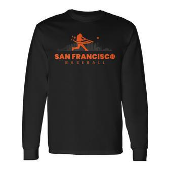 San Francisco Baseball Vintage Player Retro Baseball Lover Long Sleeve T-Shirt - Thegiftio UK