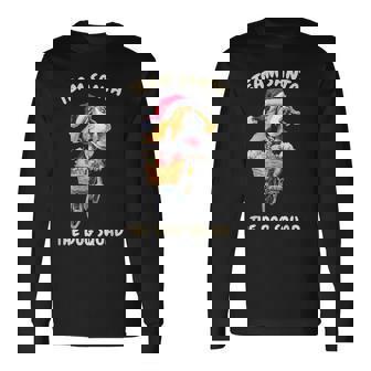 Santa Beagle Riding Bike Christmas Artwork Long Sleeve T-Shirt | Mazezy