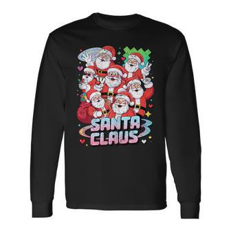 Santa Claus Retro Pixel Fun Christmas Holiday Long Sleeve T-Shirt - Thegiftio UK