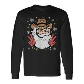 Santa Cowboy Western Howdy Christmas Holiday Matching Family Long Sleeve T-Shirt - Thegiftio UK