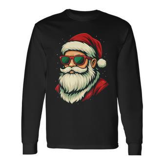 Santa Face Retro Sunglasses Christmas Xmas Long Sleeve T-Shirt - Thegiftio UK