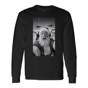 Santa Selfie Flying With Jets Christmas Long Sleeve T-Shirt | Seseable UK