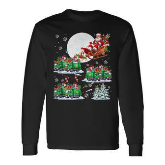 Santa Sleigh Reindeer Garbage Trucks Matching Driver Xmas Long Sleeve T-Shirt - Thegiftio UK