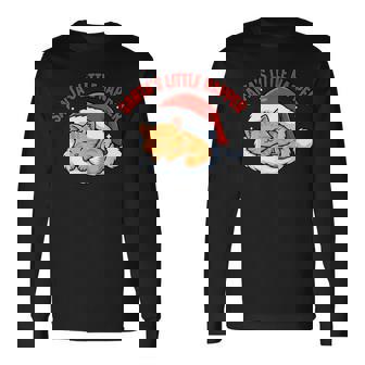 Santa’S Little Napper Cute Christmas Cat Long Sleeve T-Shirt - Thegiftio