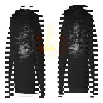 Sasquatch Eating Ramen Japanese Bigfoot Eating Noodles Long Sleeve T-Shirt | Mazezy