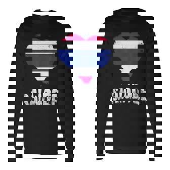Sawadee Thailand Flag Heart Thai Greeting Hello Long Sleeve T-Shirt | Mazezy