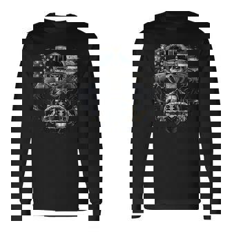 Scary Game Day Skeleton American Football Halloween USA Flag Tank Top Long Sleeve T-Shirt | Mazezy