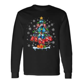 Scuba Diving Tools Christmas Tree Santa Colorful Sport Lover Long Sleeve T-Shirt | Seseable FR