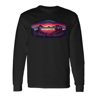 Sedona Arizona Nature Hiking Outdoor Mountain Sedona Night Long Sleeve T-Shirt - Thegiftio UK