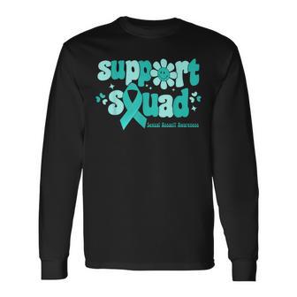 Sexual Assault Awareness Support Squad I Wear Teal Ribbon Long Sleeve T-Shirt - Thegiftio UK