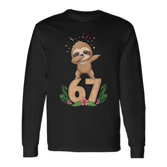 Sixeven Meme Dabbing Baby Faultier 67 Lustiges Gen Z Alpha Langarmshirts - Seseable