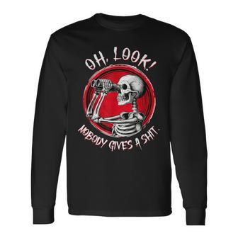 Skeleton Oh Look Nobody Gives A Shit Halloween Costume Long Sleeve T-Shirt - Thegiftio
