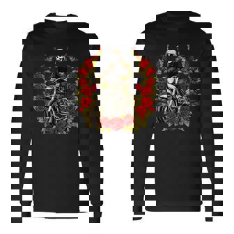 Skeletons MotorcyclistMotorcycle Skeleton Long Sleeve T-Shirt | Mazezy